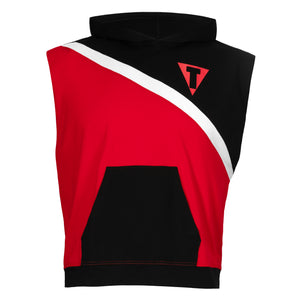 Red sleeveless hoodie on sale