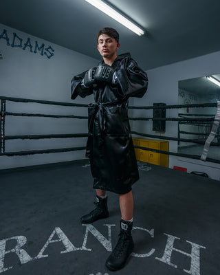 WORLD BOXING CHAMPION (hooded robe, shorts, belt, boxing gloves