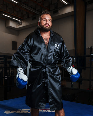 WORLD BOXING CHAMPION (hooded robe, shorts, belt, boxing gloves