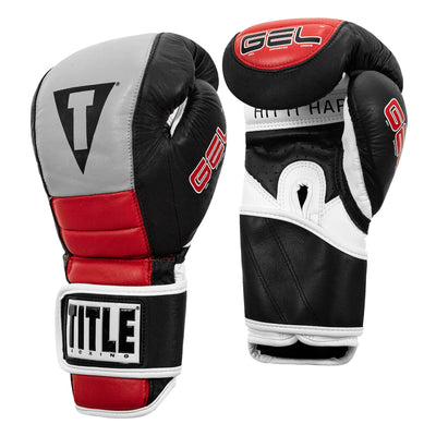 Title Boxing Classic Hook and Loop Vinyl Training Boxing Gloves - Black/Red